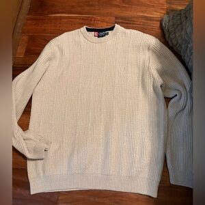 Chaps XL Oatmeal Rib Knit Sweater • Cotton • Classic Crewneck
